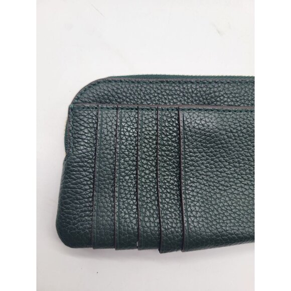 Tory Burch Perry Bombe Top Zip Card Case Leather Wristlet Wallet Forest Green - Picture 4 of 8